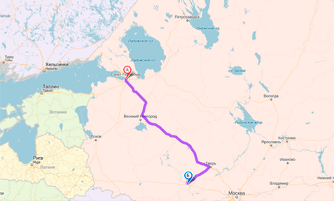 Расстояние от Санкт-Петербурга 700 км