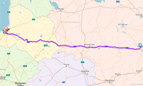 Расстояние от Риги 700 км